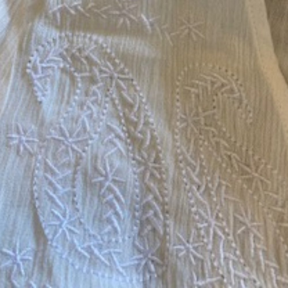 Cover Stitched Off White/Cream Boho Gauze Top - M - Picture 4 of 5